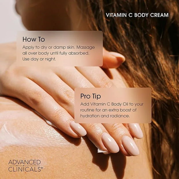 Advanced Clinicals Vitamin C Cream Visibly Brightening Body Lotion | Vitamin C Moisturizer Skin Care Body Cream For Women ...