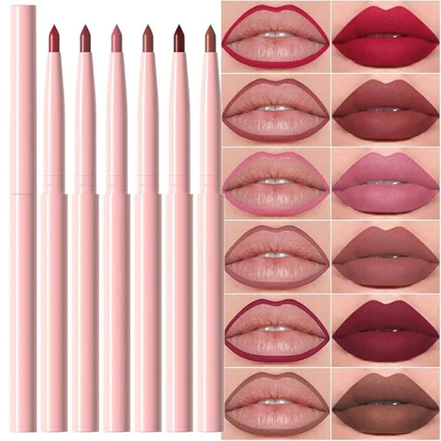 evpct 6Pcs Retractable Lip Liner Pencils Set Pack for Shaping & Sculpting Lips, Ruby Mauve Red Rose Nude Pink Plum Purple ...