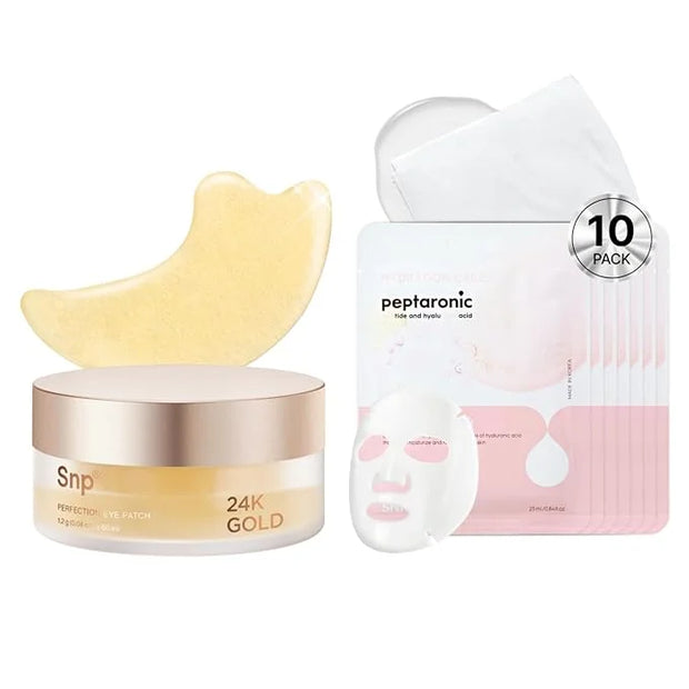 SNP [K Beauty 24K Gold Perfection Eye Patch & Peptaronic Sheet Mask - Product Image