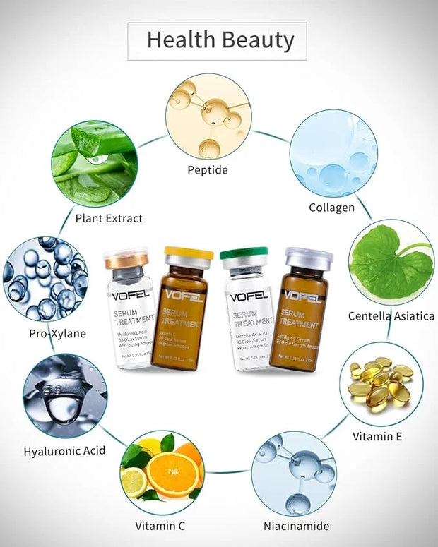 Anti Aging Serum with Hyaluronic Acid Vitamin C Serum for Face Centella Serum Moisturizer 0.35 oz 4 Kits 16 Vials Facial S...