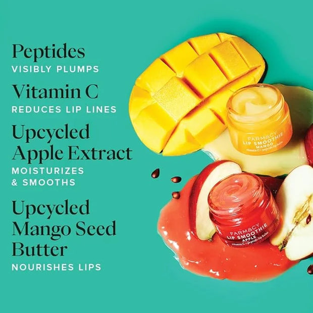 Farmacy Plump + Shine Lip Smoothie Duo - Peptide Lip Balm - Lip Moisturizer & Plumper with Vitamin C - Apple & Mango with ...