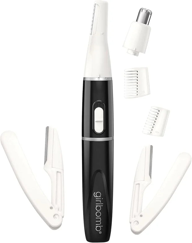 Conair GIRLBOMB All-in-1 Facial Hair Trimmer for Women - 9 Piece Kit with 2 Dermablades - Perfect for Face, Ear/Nose and E...
