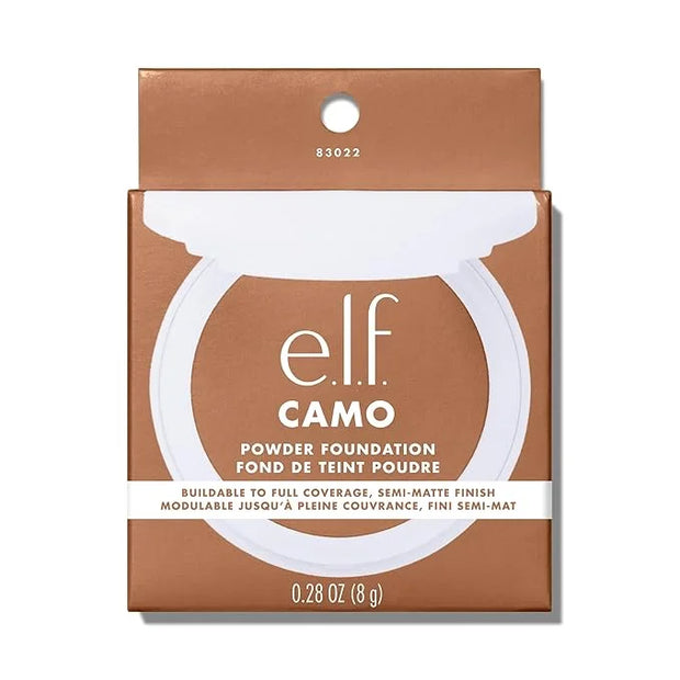 e.l.f. Camo Powder Foundation, Lightweight, Primer-Infused Buildable & Long-Lasting Medium-to-Full Coverage Foundation, Me...