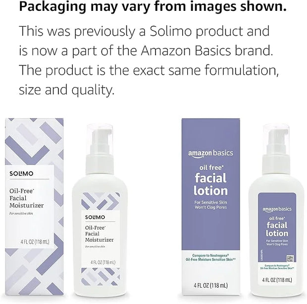 Amazon Basics Oil-free Facial Moisturizer for Sensitive Skin, Fragrance Free, 4 Fluid Ounce (Previously Solimo) - Product ...