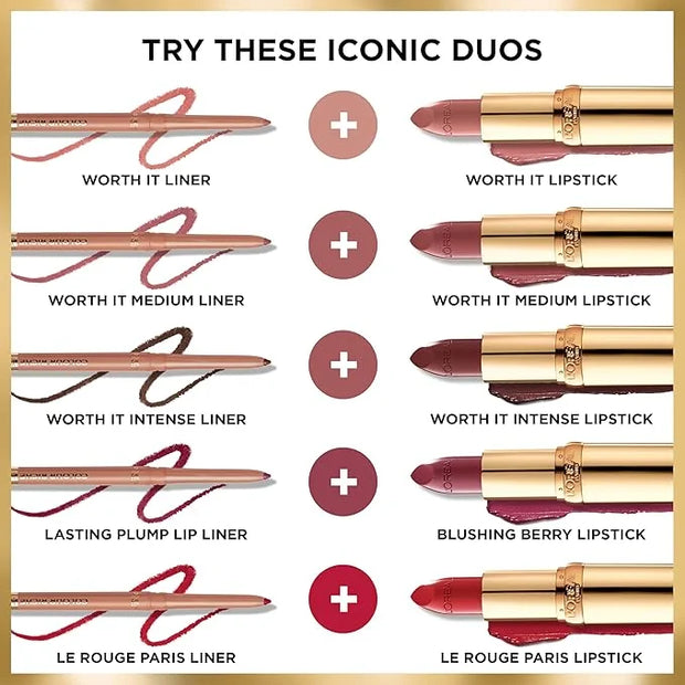 L'Oreal Paris Colour Riche Lip Liner Pencil, Creamy Pencil with Omega 3 and Vitamin E, 570 Worth It Intense, Brown Lip Lin...