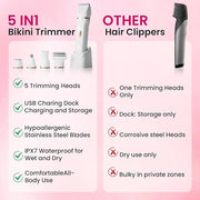 Electric Razors for Women, 5-in-1 Wet/Dry Bikini Trimmer with USB Charge Dock, Deluxe Facial Hair Removal, Wet/Dry Body Sh...