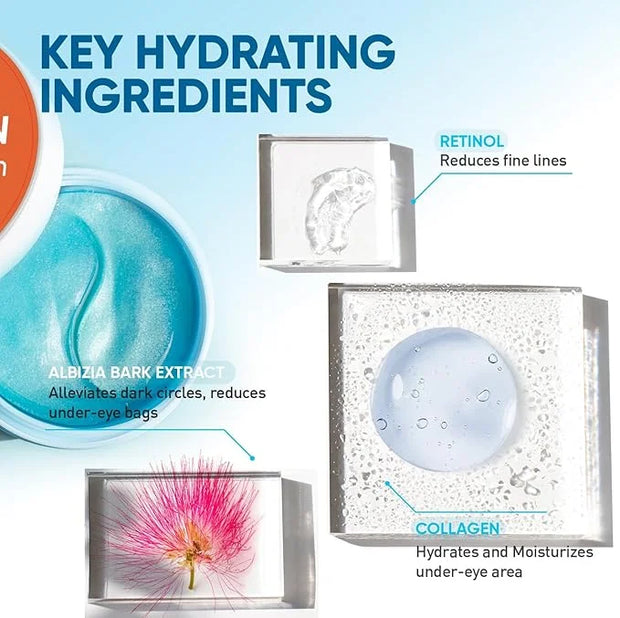 Under Eye Patches for Women: 30 Pairs of Hydrating Collagen Gel Eye Masks with Retinol & Hyaluronic Acid - Smooths Fine Li...
