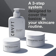 CRVFT Men’s Facial Care Kit | Aloe Vera Face Wash 3oz | Hyaluronic Moisturizer 1oz | Charcoal Exfoliating Scrub 1.7oz | 3 ...