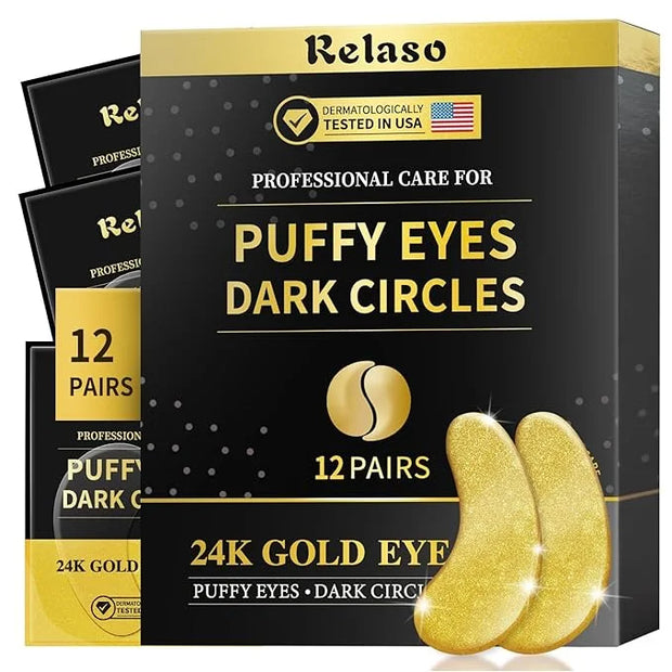 Under Eye Patches, Dermatology Golden Eye Mask with Amino Acid & Collagen, Cooling Eye Care for Wrinkles, Puffy Eyes & Dar...