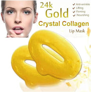 24K Gold Gel Crystal Collagen Lip and Eye Mask, 5 Pairs Gold Eye Mask Pads and 5 Pcs Gold Lip Patches for Moisturizing, An...