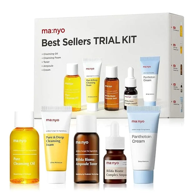 ma:nyo Best Sellers Kit | Travel size Trial & Gift Set | Pure Cleansing Oil, Pure Cleansing Foam, Bifida Biome Ampoule, Bi...