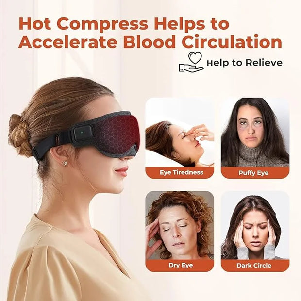 Cordless Heated Eye Mask, Dry Eye Mask, Type-C Eye Heating Pad, Portable Eye Warm Compress with 720mAh Battery Relieve for...