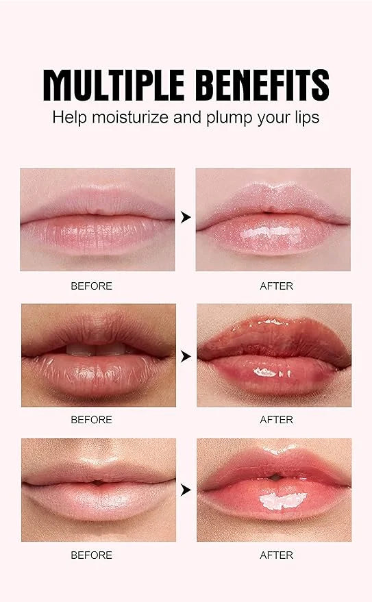 3PCS Plumping Lip Oil With Chili Extract - Fuller Lips Instantly! Ultra-Hydrating & Nourishing, Glossy Finish Lip Glow Oil...