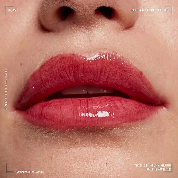 NYX PROFESSIONAL MAKEUP This Is Milky Gloss, Lip Gloss with 12 Hour Hydration, Vegan - Malt Shake (Warm Red) - Product Image