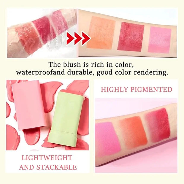 3 Colors Blush Stick,Multi-Use Cream Blush,Waterproofing Highly Pigmented Makeup Stick,Moisturizing Makeup Cream Set with ...