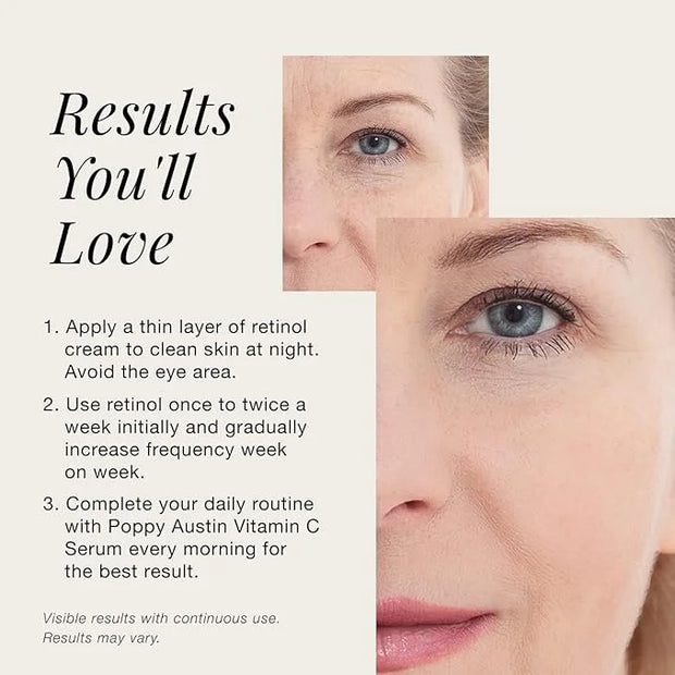 poppy austin Retinol Cream for Face 3.4OZ, High-Strength Retinol Night Cream - Cruelty Free Wrinkle Cream - Anti Aging Eye...