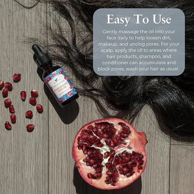 Pomegranate Seed Oil - Pure, Cold Pressed, Unrefined - Organic Body Oil - Antioxidant Serum for Face, Hair, Skin and Nails...