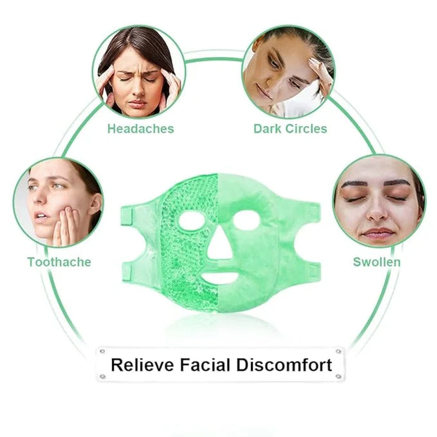 Cold Face Eye Masks Ice Face Mask Hot Cold Compress For Dark Circles, Puffiness, Migraines, Headache, Stress, Redness, Coo...