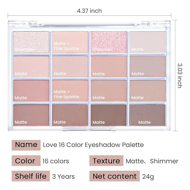 16Colors Light Purple Pink Brown Basics Matte Eyeshadow Palette,Eye Shadow Travel Makeup Palette all in one Long Lasting W...