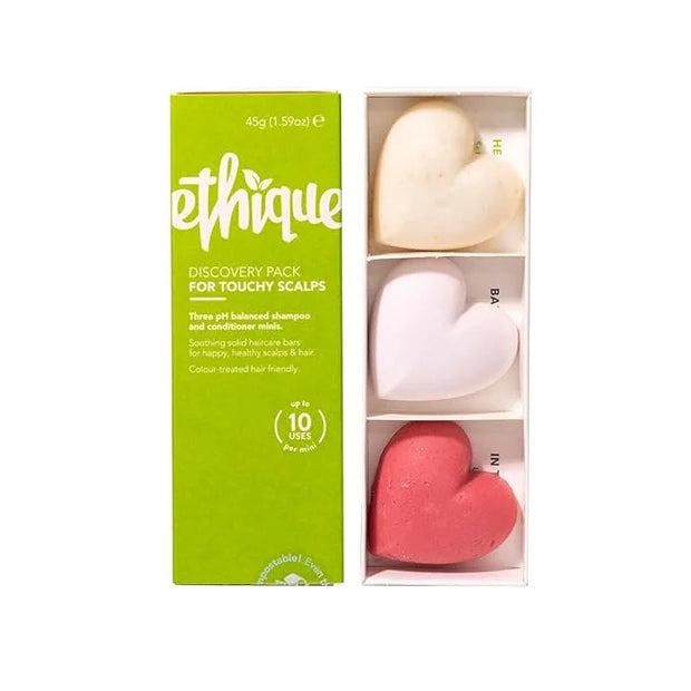 Ethique Discovery Pack for Touchy Scalps - Shampoo & Conditioner - Plastic-Free, Vegan, Cruelty-Free, Eco-Friendly, 3 Trav...