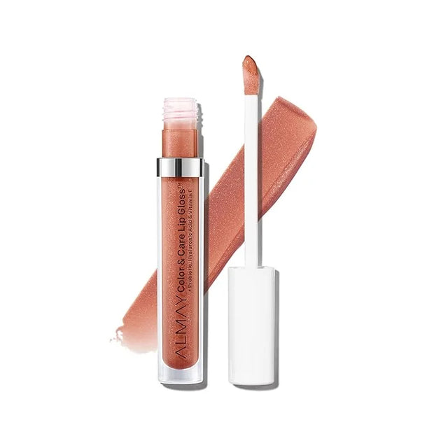 Almay Color & Care Hydrating Lip Gloss, Soft Natural Hues, Prebiotic Complex, Hyaluronic Filling-Sphere Technology, 300 Gl...