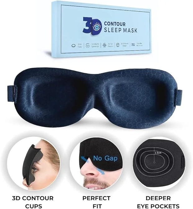 3D Contoured Eye Mask for Sleeping | Sleep Mask for Side Sleepers | Eyelash Extensions with Velcro Closure | Shade Cover |...