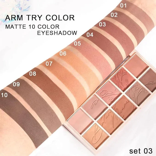 evpct 10 Colors Matte Nude Eye Shadow Palette Makeup for Older Women, Nude Brown Pink Cocoa Taupe Mauve Neutral Matte Crea...