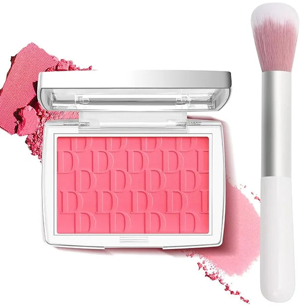 Cherry Blush Powder Blush for Cheeks with Brush, Matte Blush Palette Blush Powder Face Blusher, Natural Blendable Formula ...