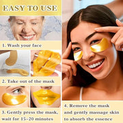 30 Pairs Lip Masks & Eye Masks, 24K Gold Gel Crystal Collagen Eye Patches for Puffy Eyes, Effectively Moisturizing & Reduc...