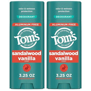 Tom's of Maine Sandalwood Vanilla Aluminum Free Natural Deodorant For Women & Men | Goes on Clear | Odor & Wetness Protect...