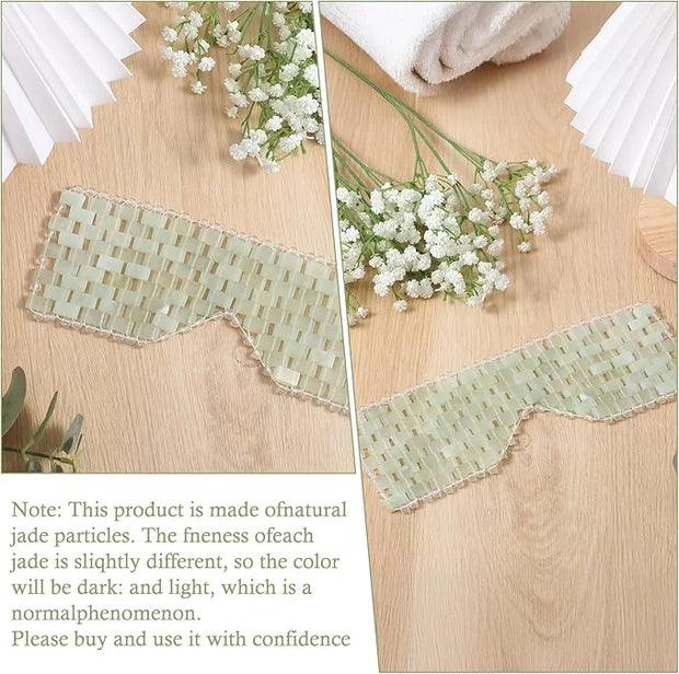 Jade Eye Mask Green Jade Stone Large Facial Cooling Mask Weighted Eye Sleeping Relief Cover for Hot & Cold Therapy to Redu...