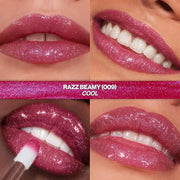 REVLON Super Lustrous Glimmer Gloss, Non-Sticky Lip Gloss, High-Shine Finish, Plant-Based Glitter, 009 Razz Beamy, 0.13 fl...