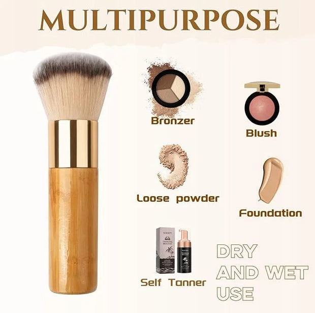 Bronzer Tan Self Tanning Brush, Vegan Large Kabuki Brush for Powder Foundation Self Tanner Applicator Brush, Professional ...