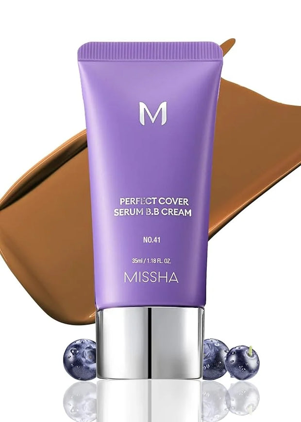 MISSHA M PERFECT COVER SERUM BB CREAM No.41 Medium Tan- Tan/Deep with Warm Undertone, Skin Tint, Tinted Moisturizer, Skin ...