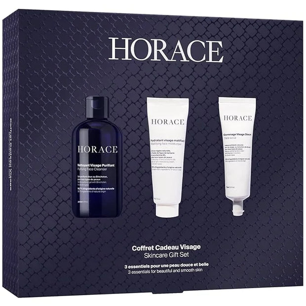 HORACE Gift Set with Purifying Face Cleanser, Gentle Face Scrub, and Mattifying Face Moisturizer - Skincare Set for Cleans...