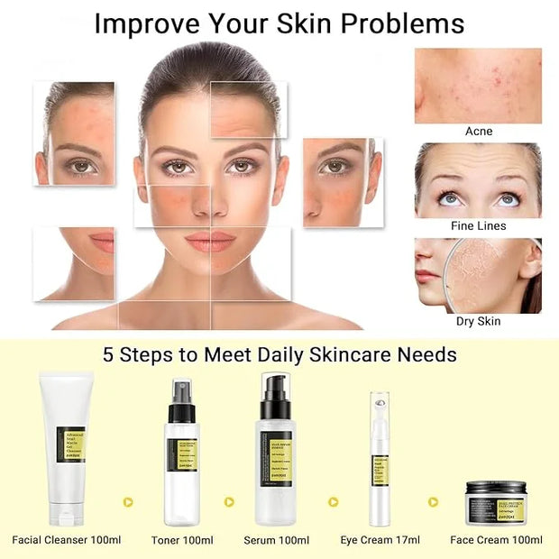 Snail Mucin Skin Care Routine Set For Women, 5 PCS Advanced Snail Mucin Facial Kit For Girls, Skin Care Gift Set With Face...