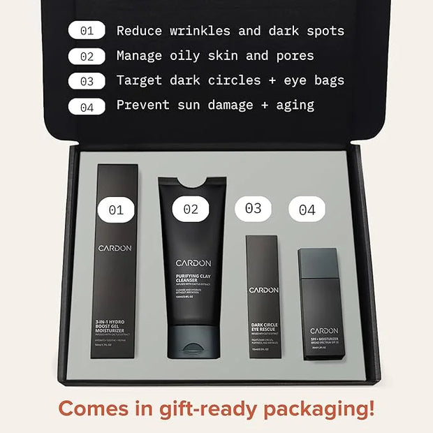 Limited Edition Men's Skincare Gift Set, Cardon Anti-Aging Korean Skincare Routine, Cactus-based, All Skin Types, Face Was...