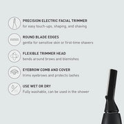 Panasonic Facial Hair Trimmer for Sensitive Skin, Unisex Detailer with Flexible Head, Gentle on Acne, Includes 2 Eyebrow A...