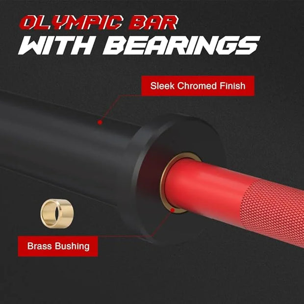 4FT Olympic Barbell Bar 47Inch Straight 2 Collars, 500Lbs Capacity 2 Inch - Product Image