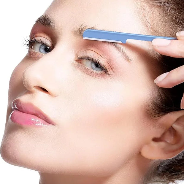 Women's Facial Razor Eyebrow Shaver Razor Brow Shaper Eyebrow Trimmer Dermaplaner Shaping Tool with Cover (Blue) - Product...