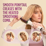 Shark HT212 SmoothStyle Heated Comb + Blow Dryer Brush with Heat Resistant Storage Bag, Dual Mode, for All Hair Types, Sil...