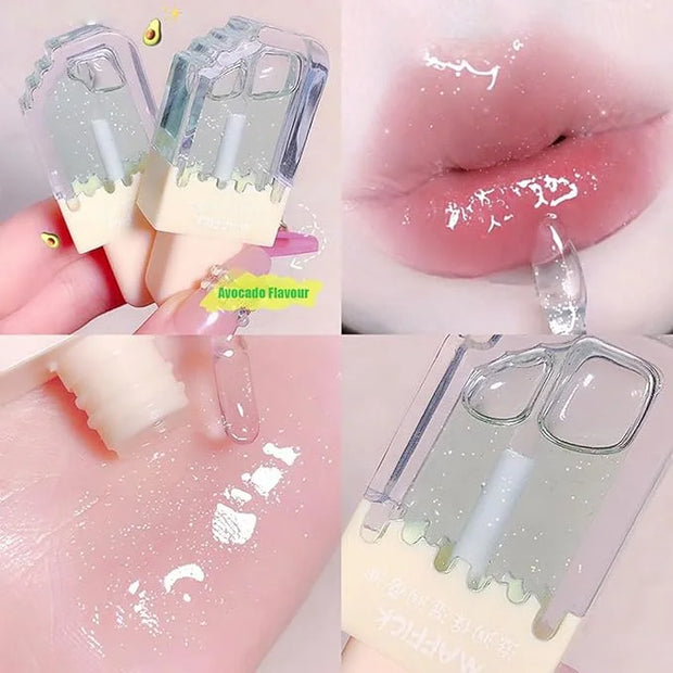3Pcs Clear Cute Lip Gloss Set,Fruit Flavored Lip Oil Set,Long Lasting Moisturizing,Hydrating Lip Glow Oil for Kids and Tee...