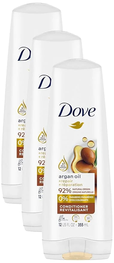 Dove Conditioner Argan Oil & Damage Repair 1 for Damaged Hair 92% Natural Origin, Paraben Free Conditioner 12 oz (Pack of ...