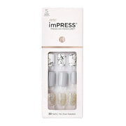 imPRESS Design, Press On Nails, Knock Out, Gray, Short, Size, Squoval, Shape, Includes 30 Nails, Prep Pad, Instructions Sh...