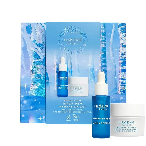 Lumene Birch Dew Hydration Gift Set - Holiday Skin Care Set with Hydrating Facial Moisturizer & Face Serum Enriched with A...