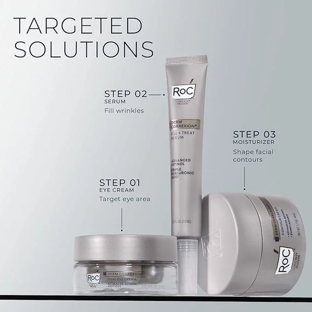 RoC Derm Correxion Fill + Treat Advanced Retinol Serum, Wrinkle Filler Treatment with Hyaluronic Acid for Crow's Feet, 11 ...
