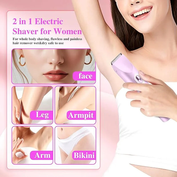 Glow Aura Womens Shaver, Bikini Trimmer for Women, Glow Aura Electric Razor, Comfort 2 in 1 Electric Lady Shaverr, Dual He...
