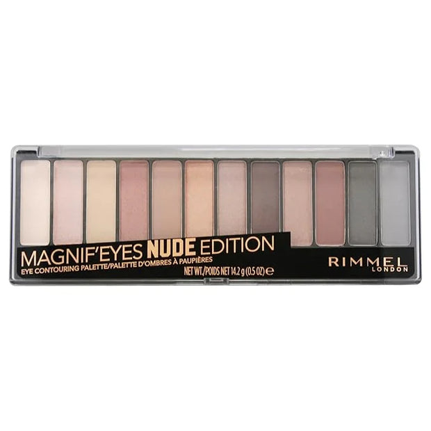 Rimmel London Magnif'Eyes Eyeshadow Palette, 12 Shades, Blendable Formula, Versatile, 001, Nude, 0.5oz - Product Image