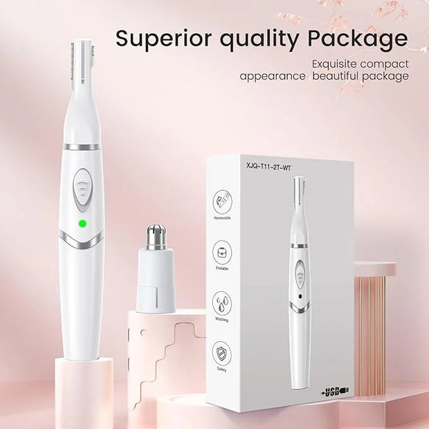 Nose Hair Trimmer for Women - 2 in 1 Professional Painless Eyebrow and Facial Hair Trimmer for Men and Women, USB Recharge...