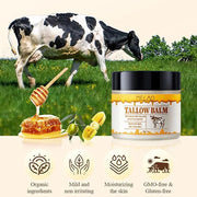 Whipped Beef Tallow and Honey Balm, Grass Fed Grass Finished Face Cream for All Skin Types - Grass-Fed Beef Tallow & Raw W...